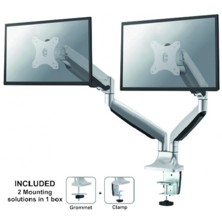 Neomounts by Newstar Select NM-D750D - Mounting kit - for 2 LCD displays (full-motion) - silver - screen size: 10"-32" - clamp mountable, grommet, desk-mountable - 5