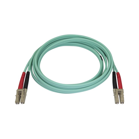 StarTech.com Aqua OM4 Duplex Multimode Fiber - 2m  /  6 ft - 100 Gb - 50 / 125 - OM4 Fiber - LC to LC Fiber Patch Cable (450FBLCLC2) - Network cable - LC multi-mode (M) to LC multi-mode (M) - 2 m - fibre optic - duplex - 50  /  125 micron - OM4 - aqua - 5