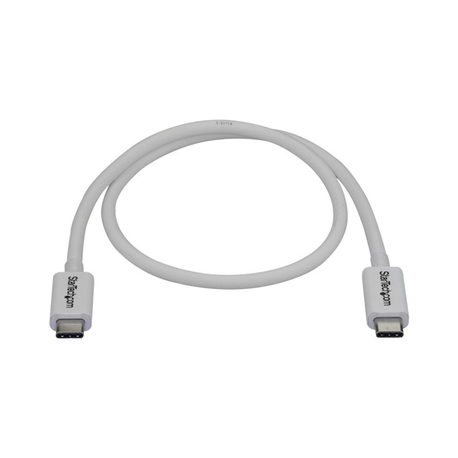 StarTech.com 40Gbps Thunderbolt 3 Cable - 1.6ft / 0.5m - White - 5k 60Hz / 4k 60Hz - Certified TB3 USB-C Charger Cord w /  100W Power Delivery (TBLT34MM50CW) - Thunderbolt cable - USB-C (M) to USB-C (M) - USB 3.1 Gen 2  /  Thunderbolt 3  /  DisplayPort 1.2 - 50 cm - 4K support - white - for P / N: CDP2HDUACP, CDP2HDUACPW, PEXUSB321C, TB33A1C - 7