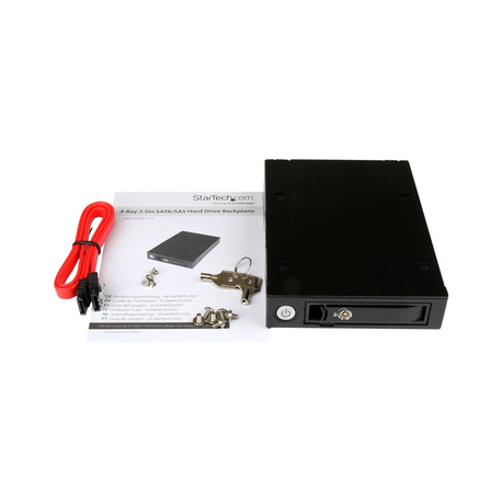 StarTech.com Mobile Rack Backplane for 2.5" SATA / SAS Drive - Supports 5mm-15 mm SSDs / HDDs - Hot Swap Vented Metal Enclosure (SATSASBP125) - Storage drive cage - 2.5" - black, silver - for P / N: SATSASBP425 - 0