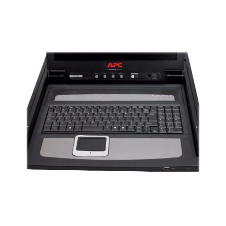 APC LCD Console - KVM console with KVM switch - 16 ports - PS / 2 - 17" - rack-mountable - VGA - black - 1U - for P / N: AR3106SP, SMX1000C, SMX1500RM2UC, SMX1500RM2UCNC, SMX750C, SMX750CNC, SRT5KRMXLW-TW - 2