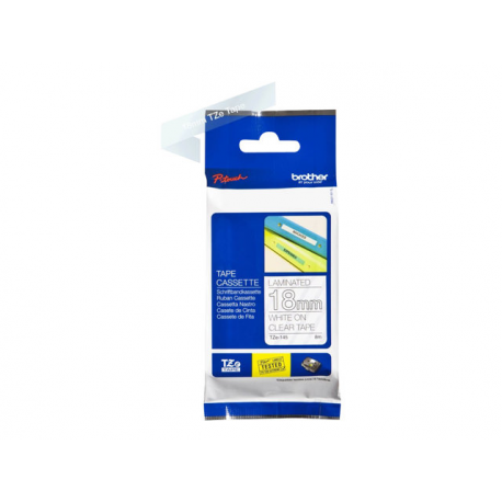 Brother TZe-145 - Standard adhesive - white on clear - Roll (1.8 cm x 8 m) 1 cassette(s) laminated tape - for Brother PT-D600; P-Touch PT-1880, D450, D800, E550, E800, P900, P950; P-Touch EDGE PT-P750 - 2