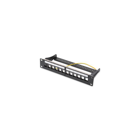 DIGITUS Professional DN-91420 - Patch panel (blank) - STP - black, RAL 9005 - 1U - 10" - 12 ports - 0