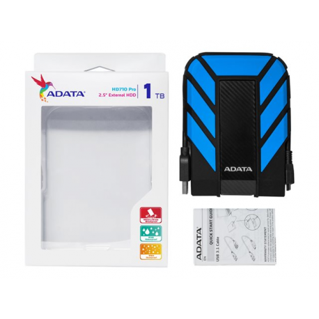 ADATA HD710P - Hard drive - 1 TB - external (portable) - 2.5" - USB 3.1 - blue - 4