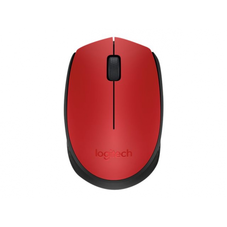 Logitech M171 - Mouse - wireless - 2.4 GHz - USB wireless receiver - black, red - 1