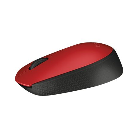Logitech M171 - Mouse - wireless - 2.4 GHz - USB wireless receiver - black, red - 4