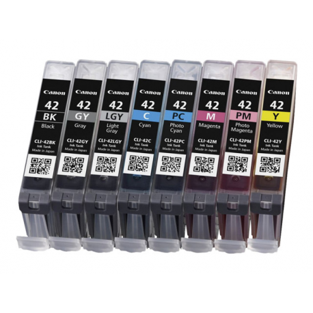 Canon CLI-42 BK / GY / LG / C / M / Y / PC / PM Multipack - 8-pack - grey, yellow, cyan, magenta, light grey, photo cyan, photo magenta - original - ink tank - for PIXMA PRO-100, PRO-100S; PIXUS PRO-100 - 1