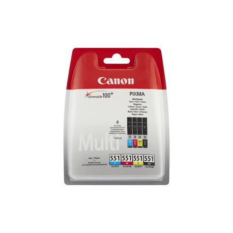Canon CLI-551 C / M / Y / BK Multipack - 4-pack - black, yellow, cyan, magenta - original - ink tank - for PIXMA iP8750, iX6850, MG5550, MG5650, MG5655, MG6450, MG6650, MG7150, MG7550, MX725, MX925 - 2