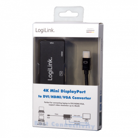 LOGILINK - 4K Mini DisplayPort to DVI/HDMI/VGA Converter