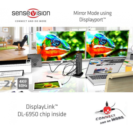 Club3D SenseVision USB 3.0 Dual Display 4K60Hz Docking Station - Docking station - USB - DP - GigE - 5