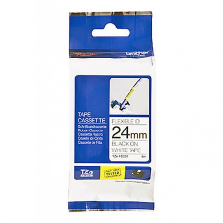 Brother TZe-FX251 - Adhesive - black on white - Roll (2.4 cm x 8 m) 1 cassette(s) flexible ID tape - for Brother PT-D600; P-Touch PT-3600, D600, D800, E550, P750, P900, P950; P-Touch EDGE PT-P750 - 1