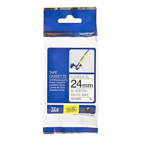 Brother TZe-FX251 - Adhesive - black on white - Roll (2.4 cm x 8 m) 1 cassette(s) flexible ID tape - for Brother PT-D600; P-Touch PT-3600, D600, D800, E550, P750, P900, P950; P-Touch EDGE PT-P750 - 2