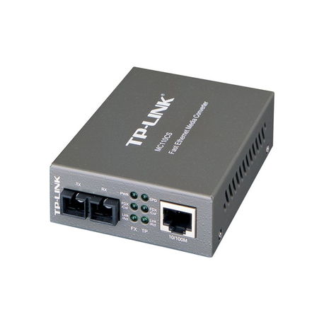 TP-LINK MC110CS - Fibre media converter - 100Mb LAN - 10Base-T, 100Base-FX, 100Base-TX - RJ-45  /  SC single-mode - up to 20 km - 1310 nm - 2