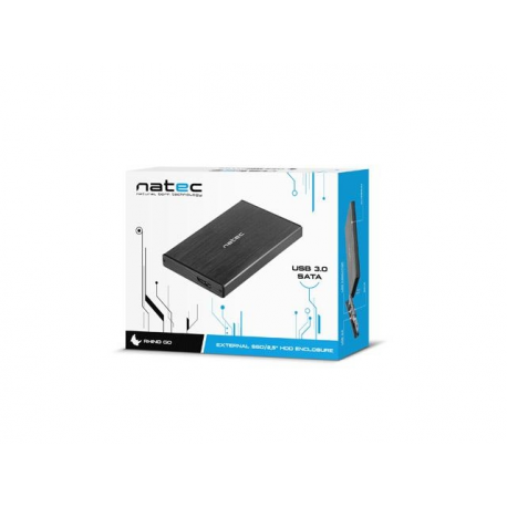 Natec Rhino GO - Storage enclosure - 2.5" - SATA 6Gb / s - USB 3.0 - black - 2