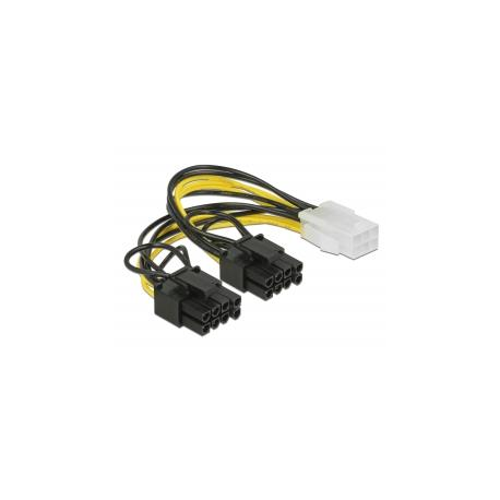 DeLOCK - Power cable - 6 pin PCIe power (F) to 8 pin PCIe power (6+2) (M) - 12 V - 15 cm - latched - 0