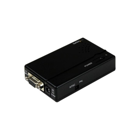 StarTech.com High Resolution VGA to Composite (RCA) or S-Video Converter - PC to TV Video Adapter - 1600x1200 RGB to TV (VGA2VID) - Video converter - VGA - composite video, S-video - black - 5
