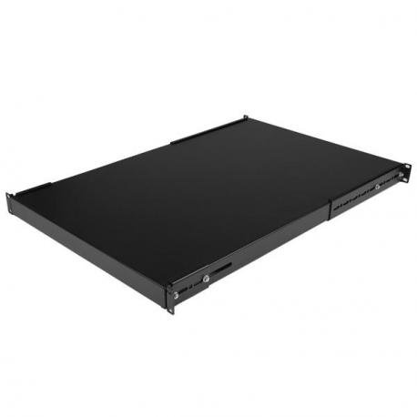 StarTech.com 1U Adjustable Server Rack Mount Shelf - 175lbs - 19.5 to 38in Deep Universal Tray for 19" AV, Data & Network Equipment Rack (ADJSHELFHD) - Rack shelf - black - 1U - 19" - for P / N: RK1233BKM, RK2433BKM, RK2537BKM, RK3236BKF, RK4236BKB, RK4242BK24, RK4242BK30 - 1