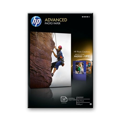 HP Advanced Glossy Photo Paper - Glossy - 100 x 150 mm - 250 g / m² - 25 sheet(s) photo paper - for ENVY Inspire 7255, 79XX; Officejet 80XX; Photosmart B110; Smart Tank Plus 55X - 1