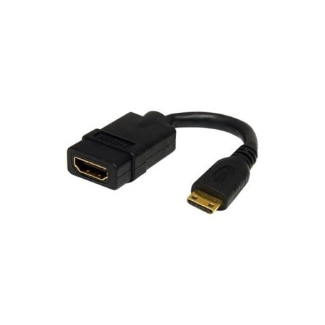 StarTech.com 5in Mini HDMI to HDMI Adapter, 4K High Speed HDMI Adapter, 4K 30Hz Ultra HD High Speed HDMI Adapter, HDMI 1.4, Gold Plated Connectors, UHD Mini HDMI Adapter 4K, Black - Mini HDMI to HDMI Converter - HDMI adapter - HDMI female to mini HDMI male - 1.3 cm - shielded - black - for P / N: HDMM30CM - 3