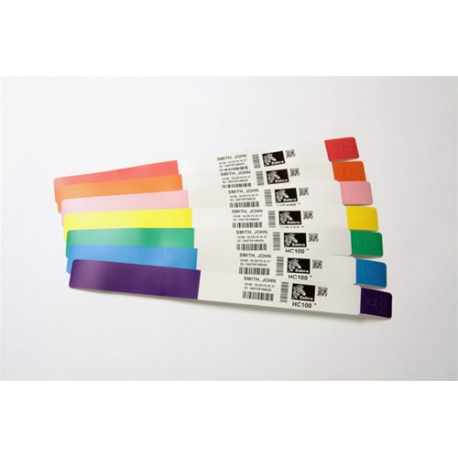 Zebra Z-Band Direct - Polypropylene (PP) - permanent acrylic adhesive - perforated - 6 mil - green, black sensing mark - 25.4 x 279.4 mm 1200 pcs. (6 roll(s) x 200) wristbands - for Zebra HC100, HC100 Patient I.D. Solution - 1