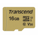 Transcend 500S - Flash memory card (microSDHC to SD adapter included) - 16 GB - Video Class V30  /  UHS-I U3  /  Class10 - microSDHC