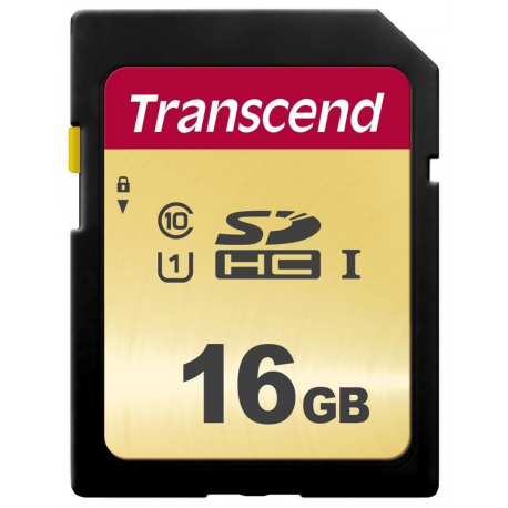 Transcend 500S - Flash memory card - 16 GB - UHS-I U1  /  Class10 - SDHC UHS-I - 0