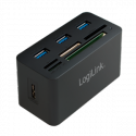 LogiLink USB 3.0 Hub with All-in-One Card Reader - Hub - 3 x SuperSpeed USB 3.0 - desktop
