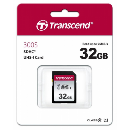 Transcend 300S - Flash memory card - 32 GB - UHS-I U1  /  Class10 - SDHC UHS-I - 1