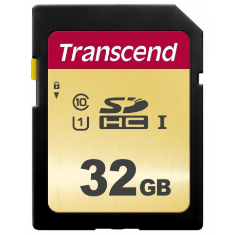 Transcend 500S - Flash memory card - 32 GB - UHS-I U1  /  Class10 - SDHC UHS-I - 2
