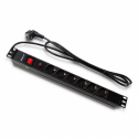 Qoltec - Power distribution unit (rack-mountable) - AC 220-250 V - 3800 Watt - input: Type F - output connectors: 6 (Type F) - 1U - 19" - 2 m cord - black