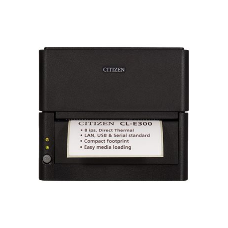 Citizen CL-E300 - Label printer - direct thermal - Roll (11.8 cm) - 203 dpi - up to 200 mm / sec - USB 2.0, LAN, RS232C - cutter - black - 0