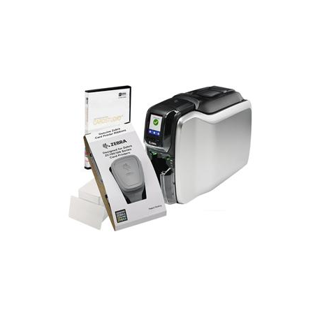 Zebra ZC300 - Plastic card printer - colour - Duplex - dye sublimation / thermal transfer - CR-80 Card (85.6 x 54 mm) - 300 dpi - up to 900 cards / hour (mono)  /  up to 200 cards / hour (colour) - capacity: 100 cards - USB 2.0, LAN - 0