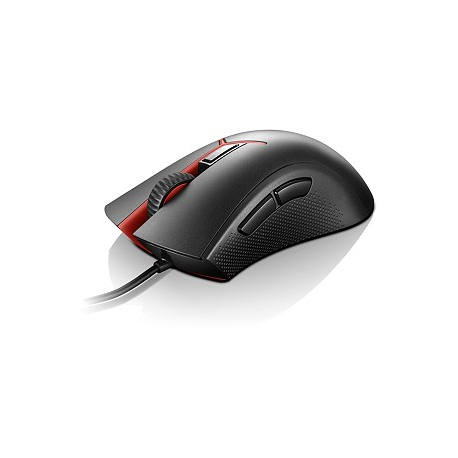 Lenovo Y Gaming - Mouse - optical - 5 buttons - wired - USB - matte black, pantone 179C - for IdeaCentre AIO 3 22; 330-20; IdeaPad 3 CB 11; 330-14; Legion S7 15 - 4