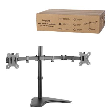 LogiLink Dual Monitor Desk Stand - Mounting kit - for 2 monitors (adjustable arm) - cold-rolled steel - screen size: 13"-32" - desk-mountable - 2