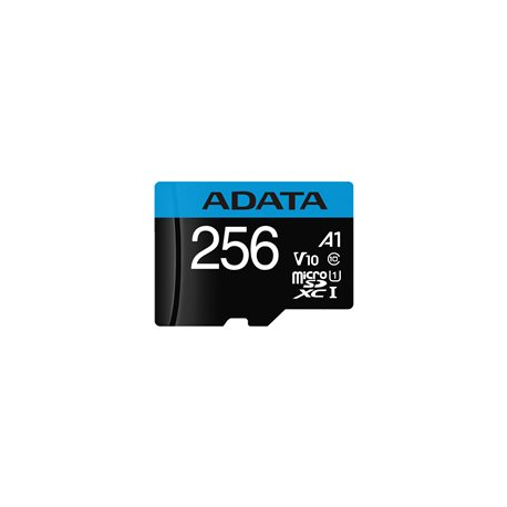 ADATA Premier - Flash memory card (microSDXC to SD adapter included) - 256 GB - Video Class V10  /  UHS-I U1  /  Class10 - microSDXC UHS-I - 2