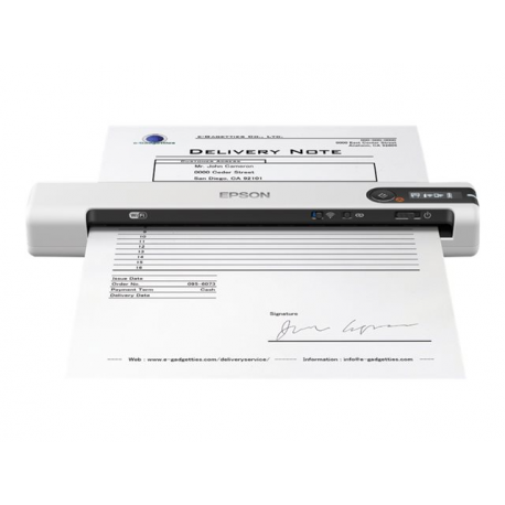 Epson WorkForce DS-80W - Document scanner - Contact Image Sensor (CIS) - A4 - 600 dpi x 600 dpi - up to 15 ppm (mono)  /  up to 15 ppm (colour) - up to 300 scans per day - USB 2.0, Wi-Fi(n) - 3