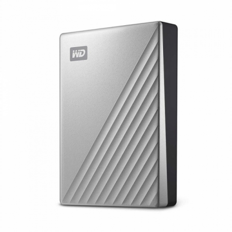 WD My Passport Ultra WDBFTM0040BSL - Hard drive - encrypted - 4 TB - external (portable) - USB 3.0 (USB-C connector) - 256-bit AES - silver - 5