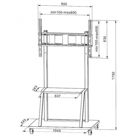 Techly Mobile stand for large TV LCD/LED/Plasma 55'-100' 150kg VESA shelf - 6
