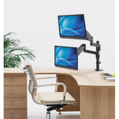 Manhattan Double desk LED/LCD monitor arm 17'-32' 2x8kg gas spring adjustable