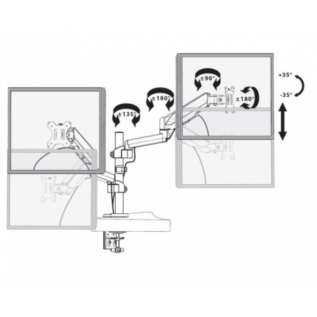 Manhattan Double desk LED/LCD monitor arm 17'-32' 2x8kg gas spring adjustable