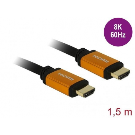Delock - HDMI cable - HDMI male to HDMI male - 1.5 m - triple shielded - black, gold - 8K support - 3