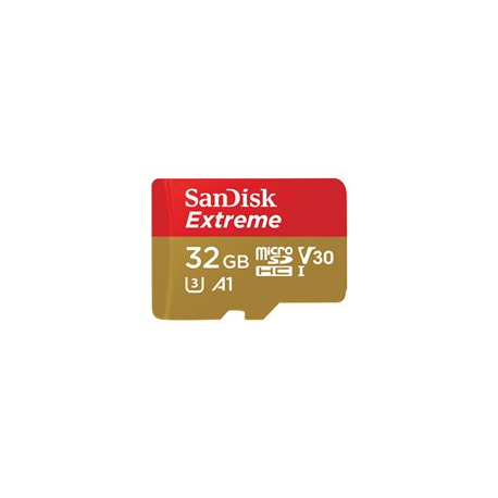 SanDisk Extreme - Flash memory card (microSDHC to SD adapter included) - 32 GB - A1  /  Video Class V30  /  UHS-I U3 - microSDHC UHS-I - 0