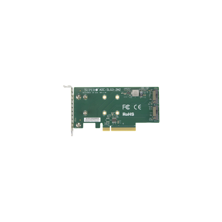 Supermicro AOC-SLG3-2M2 - Interface adapter - M.2 - Expansion Slot to 2 x M.2 - M.2 NVMe Card - low profile - PCIe 3.0 x8 - for A+ Server 1024, Server 2024; BigTwin SuperServer SYS-220, 620; UP SuperServer 510 - 0