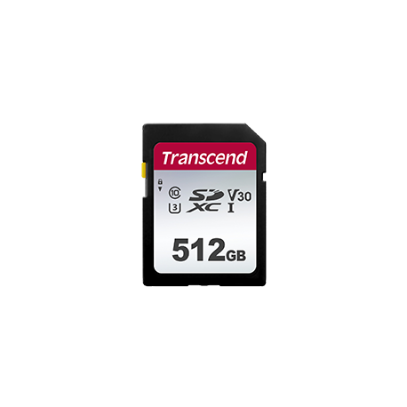 Transcend 300S - Flash memory card - 512 GB - Video Class V30  /  UHS-I U3  /  Class10 - SDXC UHS-I - 0