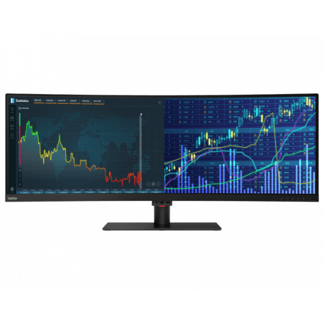 Lenovo ThinkVision P44w-10 - LED monitor - curved - 44" (43.4" viewable) - 3840 x 1200 @ 144 Hz - VA - 450 cd / m² - 3000:1 - DisplayHDR 400 - 4 ms - 2xHDMI, DisplayPort, 2xUSB-C - speakers - raven black - 0