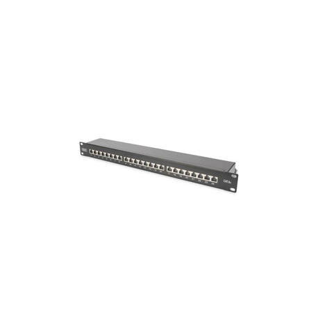 DIGITUS Professional DN-91624S-EA-B - Patch panel - CAT 6a - STP - RJ-45 X 24 - black, RAL 9005 - 1U - 19" - 0