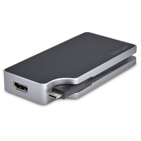 StarTech.com USB C Multiport Video Adapter, 4K 60Hz UHD Portable 5-in-1 USB Type C to HDMI 2.0, Mini DisplayPort, VGA or DVI (1080p), 95W PD Passthrough, Cable Management, Aluminum Adapter - 5-in-1 USB-C Converter (CDPVDHMDPDP) - External video adapter - USB-C - DVI, HDMI, Mini DisplayPort, VGA - space grey - 0
