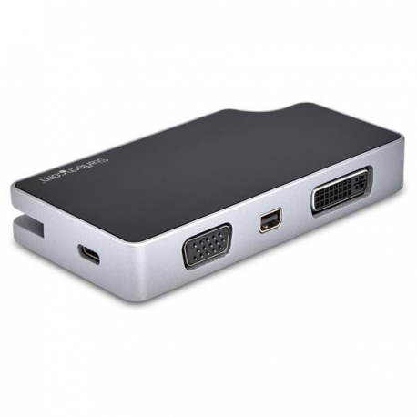 StarTech.com USB C Multiport Video Adapter, 4K 60Hz UHD Portable 5-in-1 USB Type C to HDMI 2.0, Mini DisplayPort, VGA or DVI (1080p), 95W PD Passthrough, Cable Management, Aluminum Adapter - 5-in-1 USB-C Converter (CDPVDHMDPDP) - External video adapter - USB-C - DVI, HDMI, Mini DisplayPort, VGA - space grey - 1