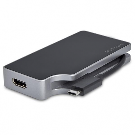 StarTech.com USB C Multiport Video Adapter, 4K 60Hz UHD Portable 5-in-1 USB Type C to HDMI 2.0, Mini DisplayPort, VGA or DVI (1080p), 95W PD Passthrough, Cable Management, Aluminum Adapter - 5-in-1 USB-C Converter (CDPVDHMDPDP) - External video adapter - USB-C - DVI, HDMI, Mini DisplayPort, VGA - space grey - 4