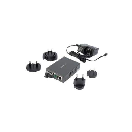 StarTech.com Multimode SC Fiber Media Converter for 10 / 100 / 1000 Network, 550m Range, Gigabit Ethernet, 850nm, Full Duplex Gigabit Ethernet Media Converter, Fiber Optic Media Converter - Ethernet Over Fiber (MCMGBSCMM055) - Fibre media converter - GigE - over fibre optic - 1000Base-SX, 100Base-TX, 1000Base-T - RJ-45  /  SC multi-mode - up to 550 km - 850 nm - 3